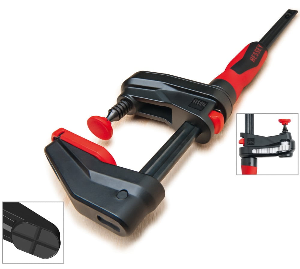 Bessey Bar Clamp, Plastic Handle and 2 3/8 in Throat Depth GK45