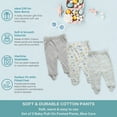 thumbnail image 2 of Spasilk Baby Boys' Cotton Pull on Footed Pants, Pack of 3, Blue Cars, 2 of 7