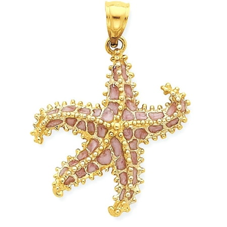 Gold Starfish Charm - ICE CARATS 14kt Yellow Gold Pink Enameled Starfish Pendant Charm Necklace Sea Shore Shell Life Fine Jewelry Ideal Gifts For Women Gift Set From Heart