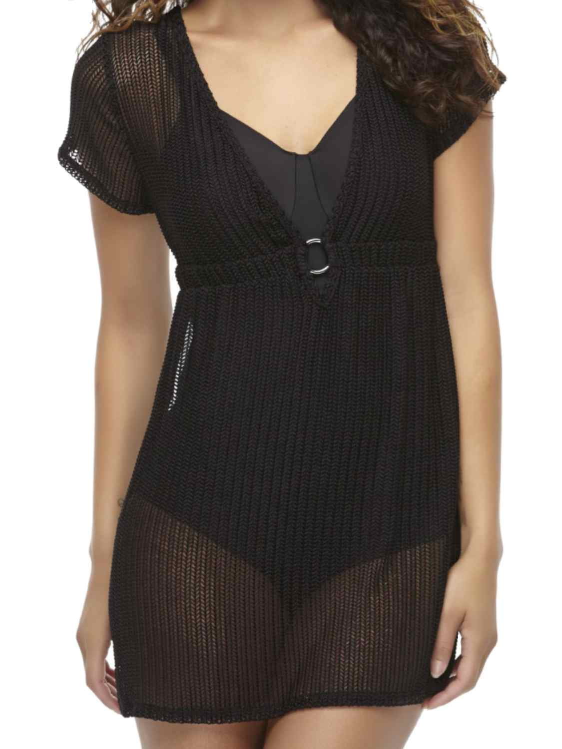 black lace swim dress