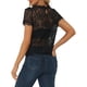 thumbnail image 3 of INSPIRAR CHIC Blusa de Encaje Floral con Corte Escallopado de Manga Corta Semi Transparente L Negra, 3 of 6