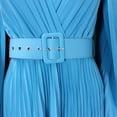 thumbnail image 6 of AURA Women’s Maxi Dress V Neck Pleated Flared Skirt High Waist Belt Detail S XXXL, 6 of 7