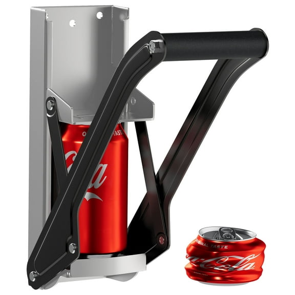 Can Crushers for Recycling - 16 oz Heavy Duty Aluminum Can Crusher Wall Mounted - Soda and Beer Can Smasher for Recycling with Bottle Opener - For 12 and 16 oz Cans - Easy to Install - RamPro