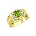 thumbnail image 6 of RYLOS Men's Rings 14K Yellow Gold Rings Classic Designer Style 8X6MM Oval Gemstone &  Diamond Ring Peridot August Birthstone Rings For Men Size 13, 6 of 7