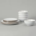 thumbnail image 6 of Famiware Eden Stoneware Dinnerware Sets, 12-Piece Dish Set, White Stripe, 6 of 6