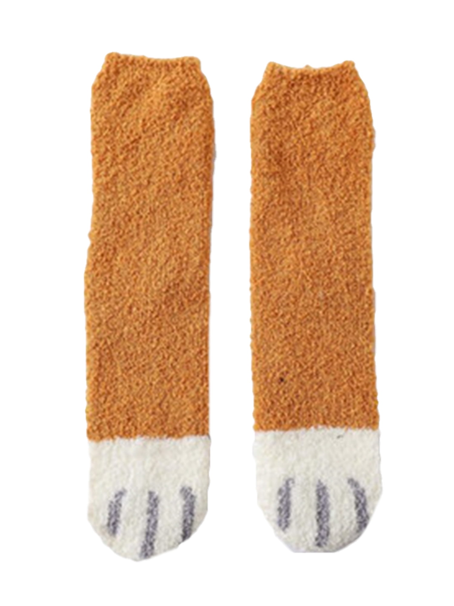 Dewadbow Women Cat Claws Socks Warm Sleep Floor Socks Plush Fleece ...