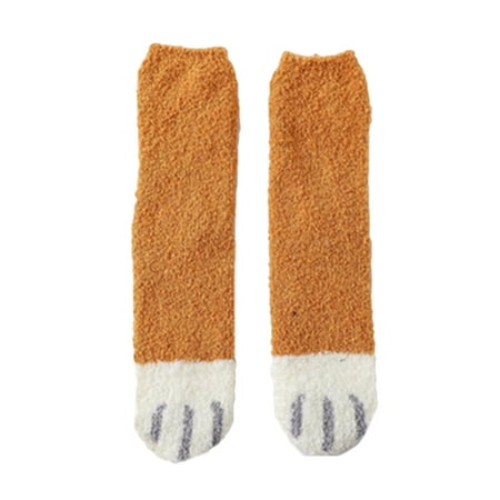 

Dewadbow Women Cat Claws Socks Warm Sleep Floor Socks Plush Fleece Hosiery