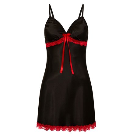 

Womens Sexy Night Dress Lace Lingerie Bow Sleepwear V-Neck Nightwear