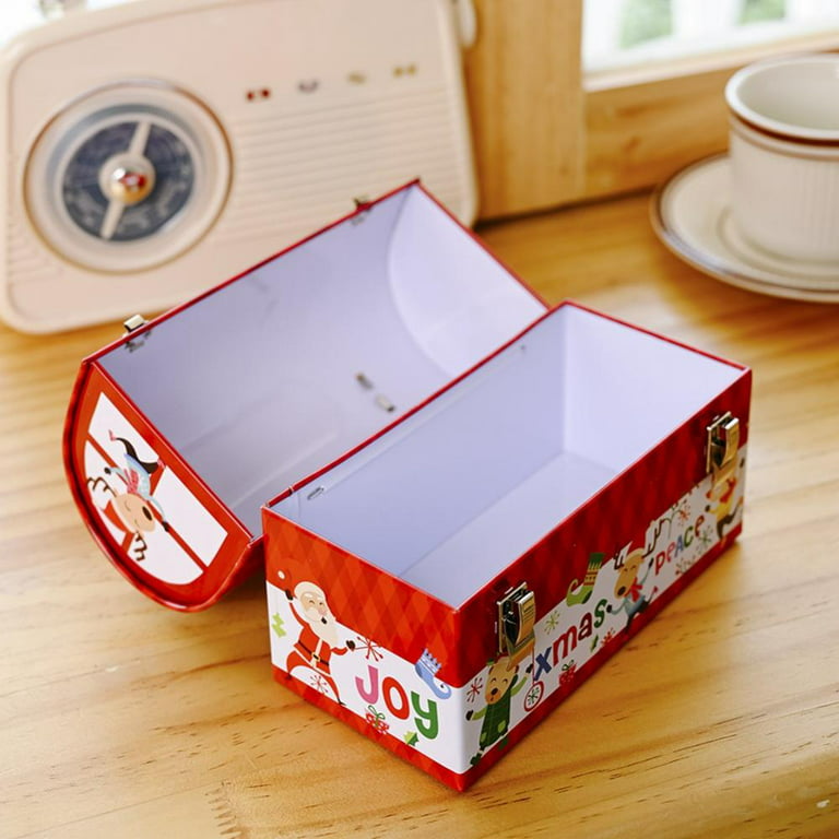 5 Packs Christmas Gift Box Candy Tin Box Xmas Card Tin Box Metal Cookie Tin  Box with Lid Assorted Card Holder Containers for Xmas Party Decor 
