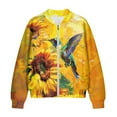 thumbnail image 4 of Xixirimido Women’s Bomber Jackets 2025 Fall Winter Trendy Coats Zip Up Varsity Jacket with Pockets Lightweight Casual Jacket, Hummingbird Sunflower Yellow, Small, 4 of 7