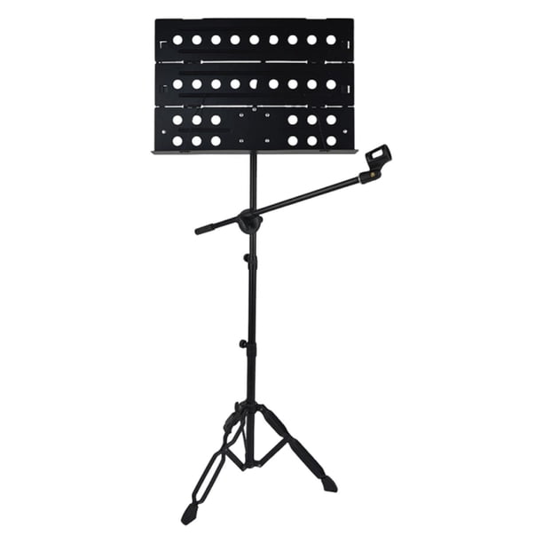 Atril plegable para partituras, estable, compacto, ligero, práctico y resistente, accesorio para instrumentos con soporte para micrófono.