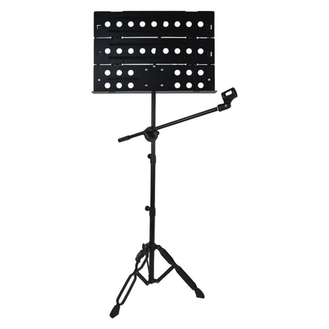 Atril plegable para partituras, compacto, estable, fácil de usar, portátil, trípode con soporte para micrófono, accesorio para instrumentos