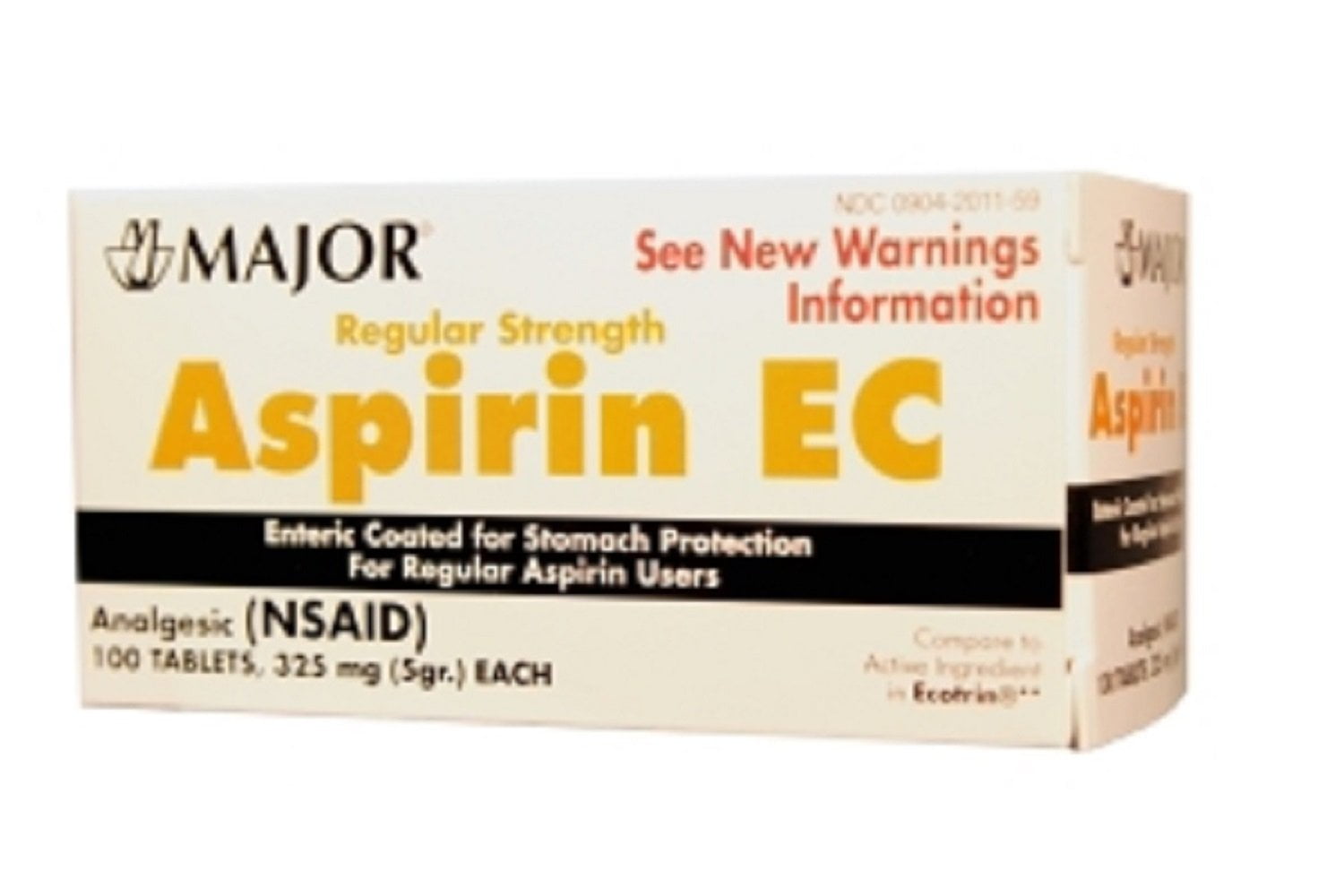 Major Aspirin 5Gr Ec Tab Boxed Aspirin325 Mg Orange 100 Tablets Upc