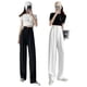 thumbnail image 4 of Pantalones de traje blancos para mujer, pantalones holgados rectos de verano, ajustados, de talla grande, con cintura alta, drapeados, informales, con fregado hasta el suelo, pantalones de pierna, 4 of 4