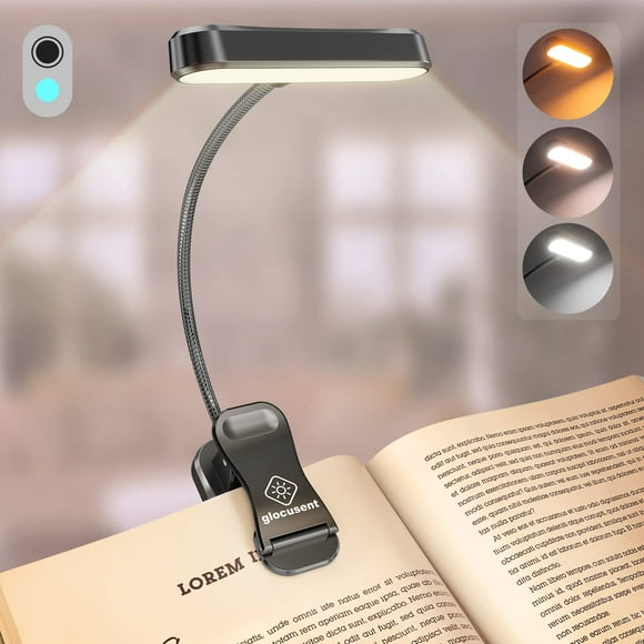 Book Light Glocusent, cabezal horizontal en T, recargable, color ámbar