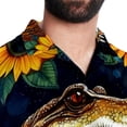 thumbnail image 5 of Crocodile Starry Sky Sunflower Men's Short Sleeve Beach Shirts, Casual Printed Button Down, Summer Unisex Spread Collar Tops, 5 of 6