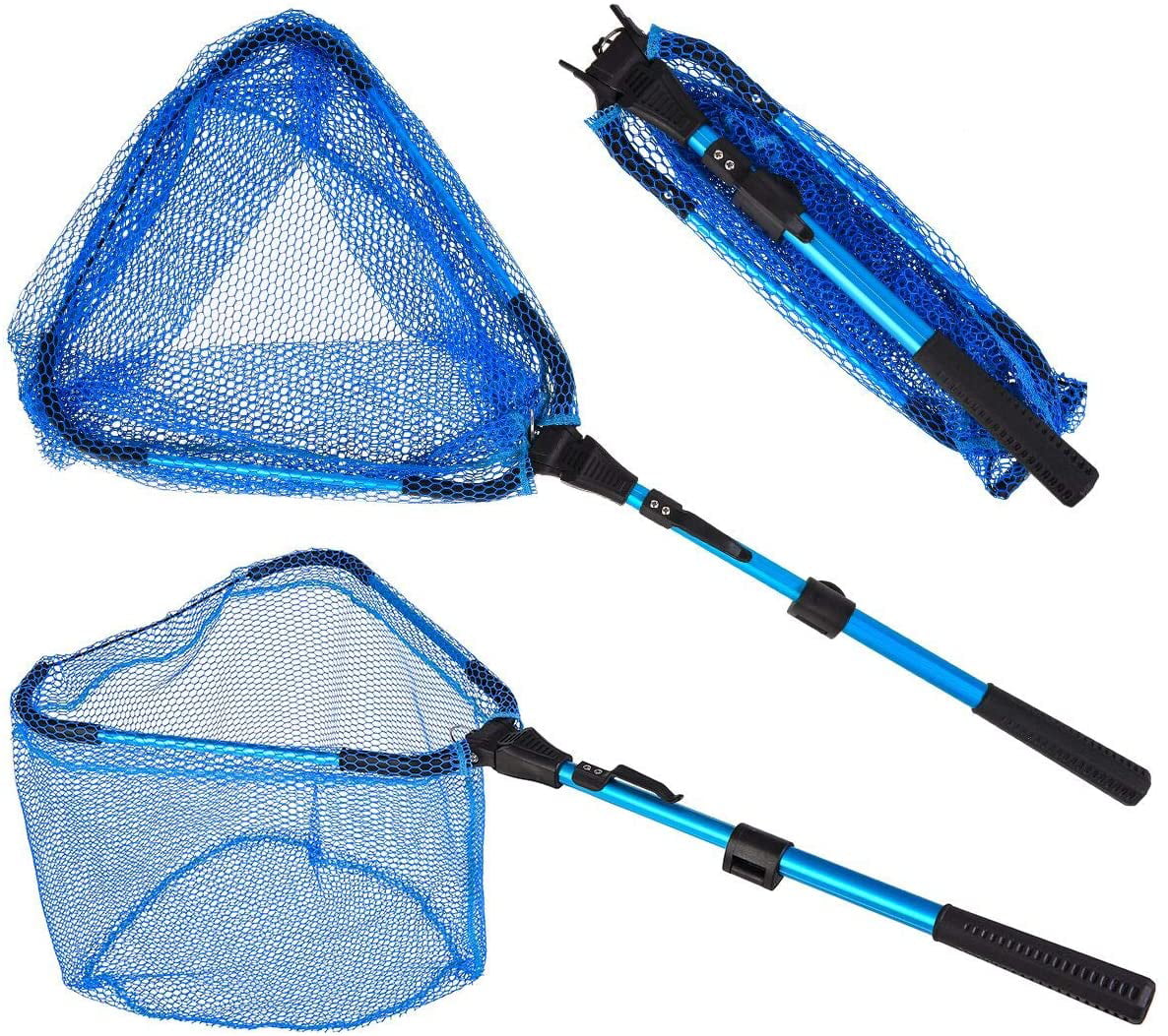 Fishing Landing Net with Telescoping Pole Handle Safe Fish Catching or Releasing 