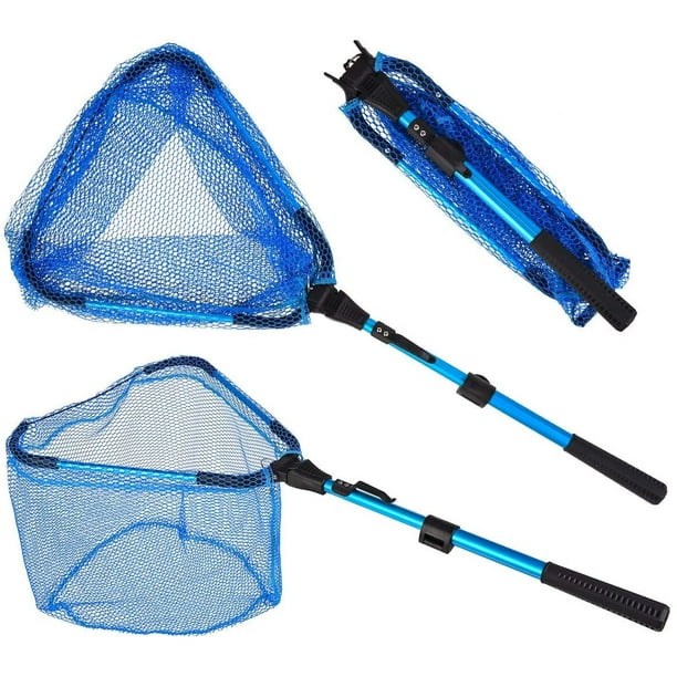 Mikewe Portable Fishing Landing Net Foldable Collapsible Telescopic Aluminum Pole Handle And Safe Fish Catching Or Releasing For Durable And Nylon Mes