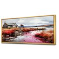 thumbnail image 2 of Designart "Meadow Cottage with Pond View III" Oversized Landscapes Framed Wall Art - Coastal Pink Landscape Cottage Living Room Framed Canvas Art, 2 of 6
