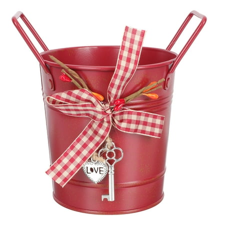 

Frcolor Flower Bucket Vase Desktop Farmhouse Table Holder Planting Wedding Garden French Pot Galvanized Mini Basket Handles