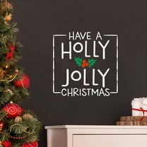 Have a Holly Jolly Christmas Vinyl Lettering Holly Berry Decals Santa Wall Decal Holiday Decor - Size: 10"H x 10"L - Color: White/Red/Green