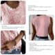 thumbnail image 5 of Top sin mangas para mujer, camiseta sin mangas con encaje Floral y cuello redondo, Color puro, para fiesta diaria, citas y viajes, 5 of 6