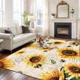 thumbnail image 3 of Summer Sunflowers Large Area Rugs for Bedroom Living Room, Non Slip Carpet Bedside Rug, Pastoral Rose Floral Farmhouse Vintage Rectangular Floor Cover Kitchen Accent Rug 5'x7' for Dining Room/Office, 3 of 9