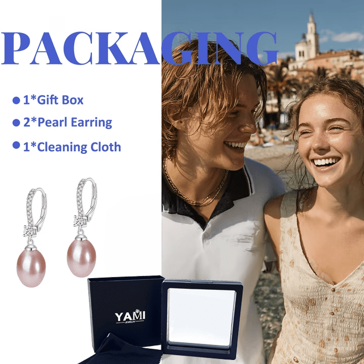 YAMI Purple Cultured Pearl Drop Earrings, 8-8.5mm photo 7