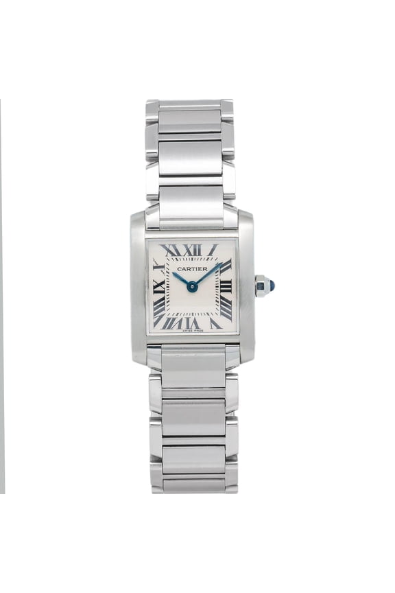 Pre-Owned Cartier Tank Franaise 20MM W51008Q3 Silver Roman Dial Stainless Steel Bracelet