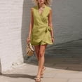 thumbnail image 6 of MLCDZ Cotton Linen Short Sets for Women Summer Outfits Wrap V Neck Sleeveless Top and Wide Leg Loose Shorts Two Piece Sets Business Casual Outfits, 6 of 9