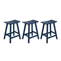 Costaelm 24" Poly Outdoor Patio Counter Stool (Set of 3), Navy Blue