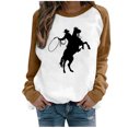 thumbnail image 1 of CEHVOM Mode Femmes Décontracté Imprimé Col Rond Manches Longues T-Shirt Ample Blouse Pull Tops Chandails en Molleton Sans Capuche Liquidation, 1 of 4