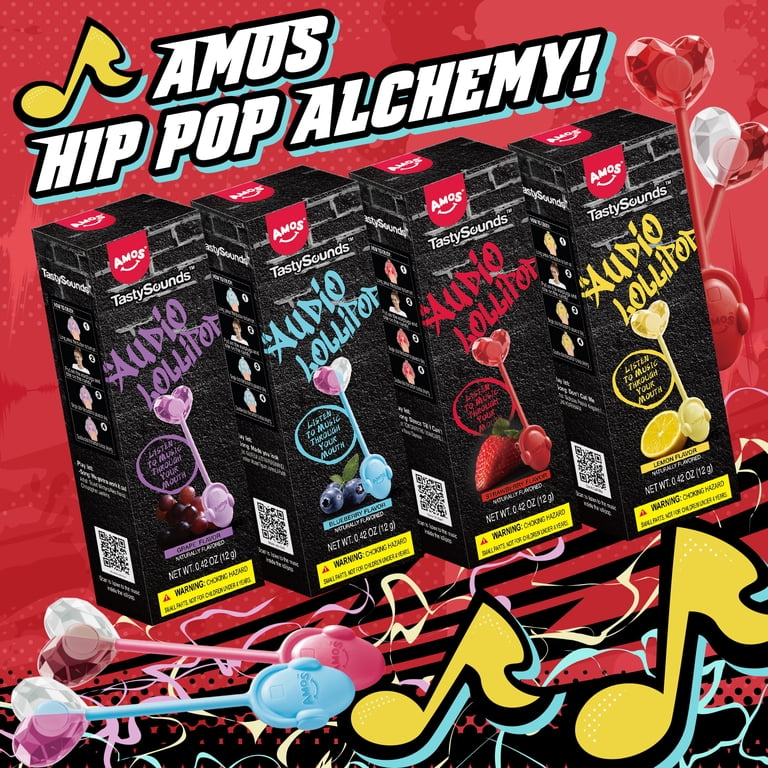 Amos Music Lollipop Gift Box, Hip hop Music Lollipops Mixed Fruit
