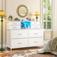 thumbnail image 3 of CRXX Dresser for Bedroom with Charging Station and LED, Sturdy Chest of Drawers with 8 Drawers and Two Open Shelves for Storage,Bedroom, Living Room,Hallway-White, 3 of 9