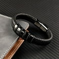 thumbnail image 6 of Hip-Hop Braided Leather Charm Bracelet for Men and Boys With Stainless Steel Clasp, 6 of 32