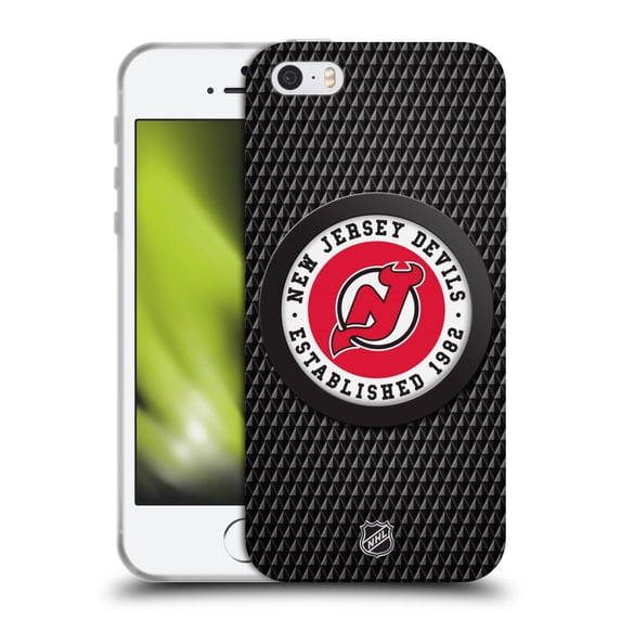 Head Case Designs Officially Licensed NHL New Jersey Devils Puck Texture Soft Gel Case Compatible with Apple iPhone 5 / 5s / iPhone SE 2016