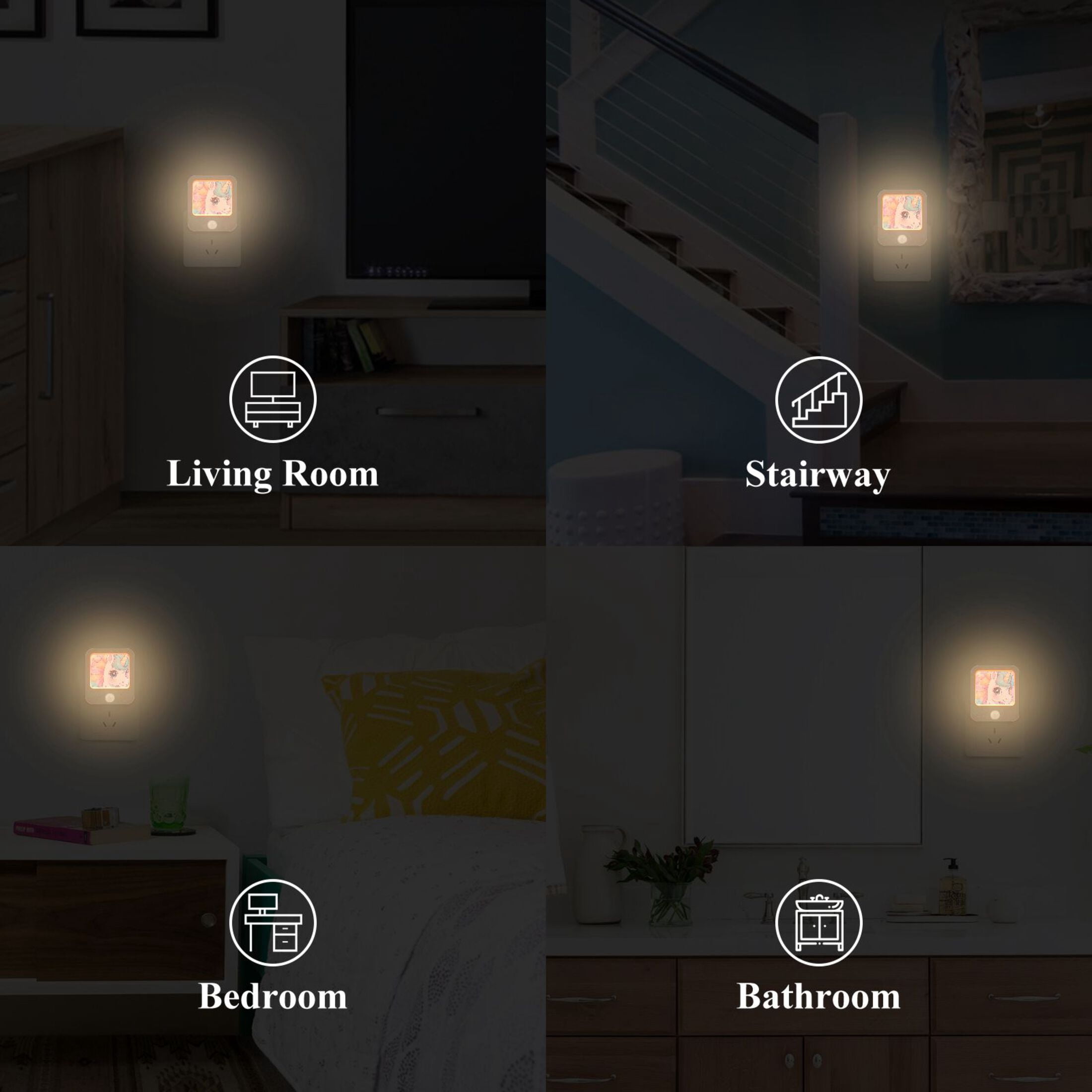 WOBOGO Cute Baby Pony Night Light Lamp with Smart Sensor Dusk to Dawn Sensor 0.6W Plug-in 2-Pack