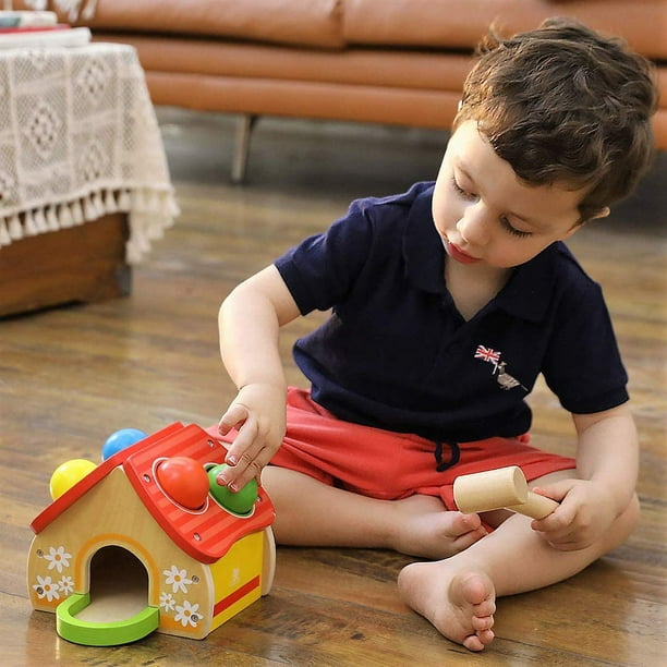 Jouet en Bois Jeux Montessori Banc à Marteler 3 en 1 Marteau Jouet