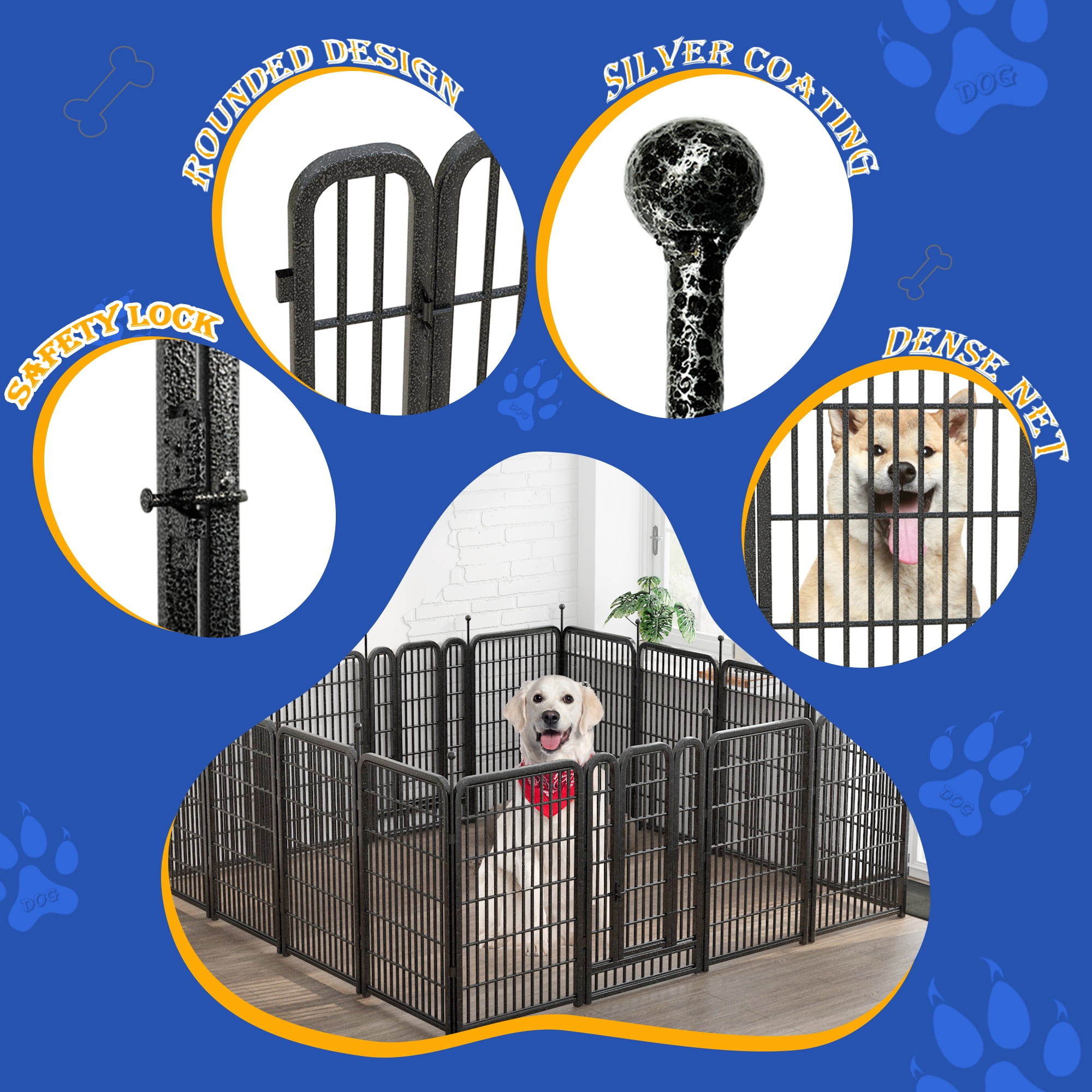 Dog Playpen Outdoor, 32" Height*24Panels Dog Fence with Anti-Rust Paint Finish for Large/Medium/Small Dogs, Portable Pet Playpen for Puppy Yard, Camping Play