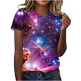 thumbnail image 2 of Teissuly Women's Casual Round Neck Sky Printed Short Sleeved Top, 2 of 5