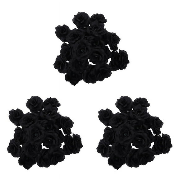 60 Pcs Black Rose Artificial Silk Flower Party Wedding House Office Garden Decor DIY
