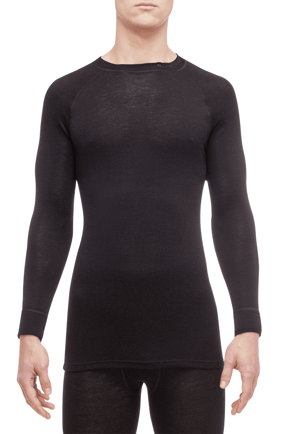 THERMOWAVE MERINO WARM / Mens 100 Merino Wool Thermal Shirt / BLACK Small