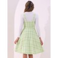 thumbnail image 3 of DARING DIVA Women's Sleeveless Square Neck Plaid A Line Pinafore Dresses M Green, 3 of 5