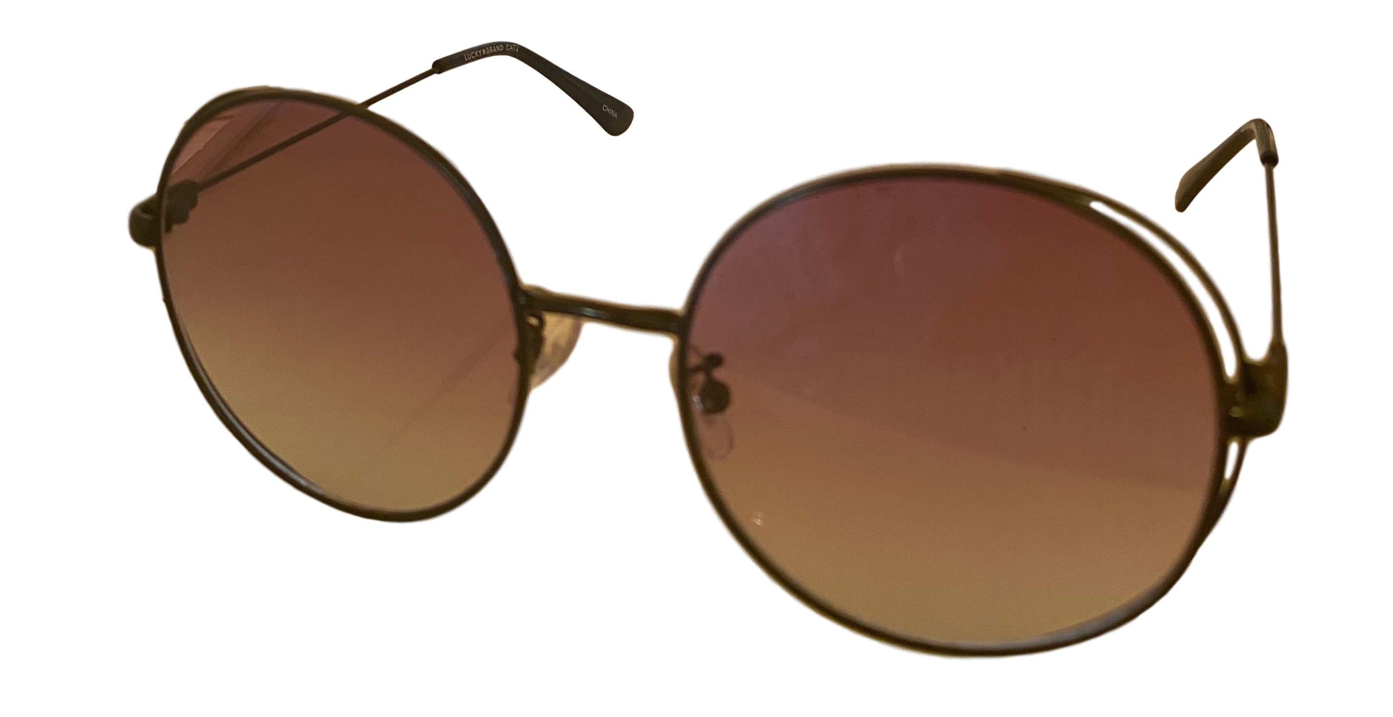 Lucky Brand Women's Nelson 51mm Gold Tone Metal Frame Round Sunglasses
