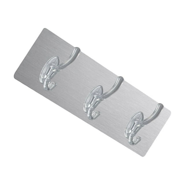 ZheElen 3/5 Hook Rack Strong Self Adhesive Door Wall Hangers Hooks Suction Heavy Load Rack Cup Sucker for Kitchen Bathroom Brushed three hooks 1Set