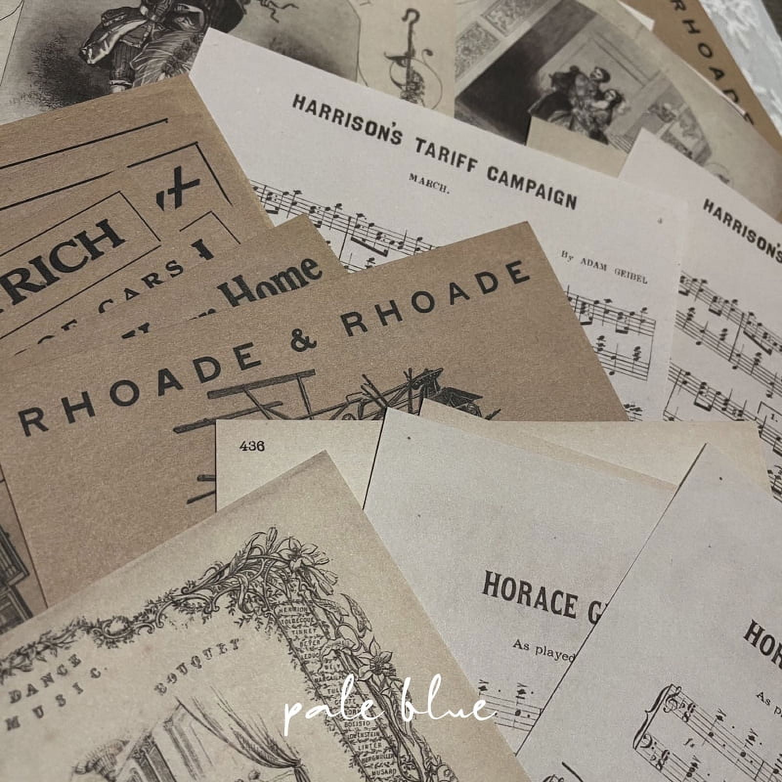 60 Sheets Vintage Floral and Newspaper Sheet Music Scrapbook Paper - Junk Journal DIY Materials
