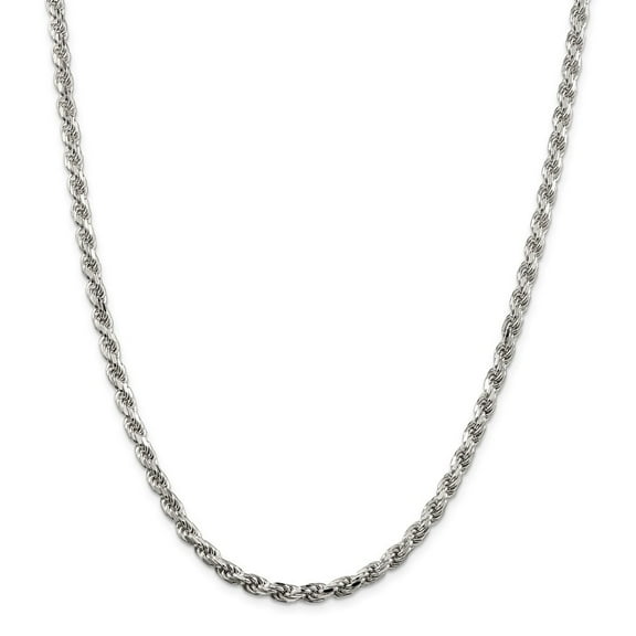 Auriga 925 Sterling Silver 4.75 mm Diamond-cut Rope Chain Necklace for Mens 16"