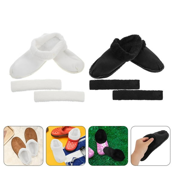 GAXIRE 2 Pairs White Plush Shoe Liners Comfort for Clogs in Home Use 6.9*1.4*0.2in
