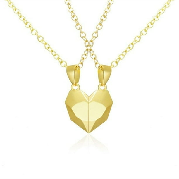 Decoración del hogar, collares para parejas, collar con imán tridimensional de corazón de amor, piedra de los deseos, atracción magnética, cadena de clavícula para novias y amigas.