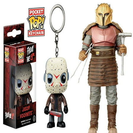 Keychain: Horror - Jason Voorhees Toy Figure+ The Black Series The Armorer Toy 6-Inch Scale The Mandalorian Collectible Action Figure, Pack of 2